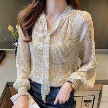 여성 루즈 핏 러블리 블라우스 샤랄라 플라워 셔츠