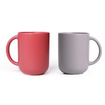보울보울 레트로라인 핸들 머그컵 370ml x 2종 세트, 애쉬그레이, 로제핑크, 2세트