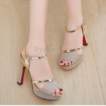 [Myshe]여성 여름 스트랩 가보시 키높이 힐 샌들 BRSLiu8wp609LX03