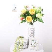 마쉬매리골드 조화 고속터미널 꽃 시장 블루밍 피오니 가지 72cm, WHITE (WT322011)