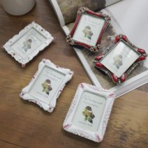 반명함 앤틱 미니액자 Ver.2 (5TYPE) 납골당 꾸미기 액자, 화이트 B (3407)