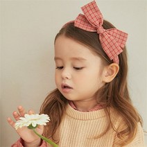 채니봉봉 체크 브리코 리본 헤어밴드
