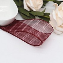 10 야드 25MM/38MM 체크 오간자 리본 헤어 리본 수제 재료 M20010101, 25mm, 와인 레드