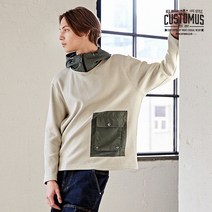 커스텀어스 커스텀어스 유니크 레이어드 필 오버핏 후드티셔츠(베이지)