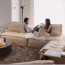 넓은 쇼파 침대형 침대에서 잘 수 있는 초심좌폭 소파 심플 모던 소프트 패브릭 거실, 01 베이지 린넨, 01 105cmx105cm