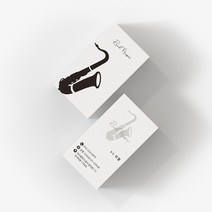 [리얼엠엔제이] 명함 제작 색소폰 트럼펫 기타 악기 일러스트 디자인 인쇄 주문, 반누보내츄럴화이트-귀도리