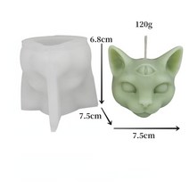 캔들 용기 몰드 실리콘 석고 제작 세 눈 고양이 머리 촛불 금형 3D 비누 석고품 선물, [01] Only mold