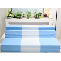 SEJEL.F (세젤에프) 5단 폴리 접이식 매트리스 HR스펀지 소파베드 고탄성 블루 & 화이트 7.5CM, 화이트 & 블루