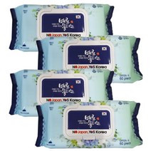 (두배로) 배로 도톰한 엠보싱 물티슈 캡형 60매(520g), 4팩, 60매