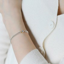 실버 925 굵은 커브 할로우 큐빅 포인트 체인 은 팔찌 AQ 에이큐