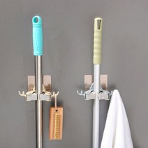 주방 다용도걸이 욕실 접착식 밀대걸이 홀더 청소도구 걸이 대걸레 걸이대 우산꽂이, 그레이블루