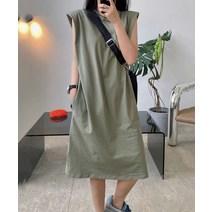 어깨뽕 민소매 롱티 원피스