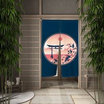 일본 노렌 도어 커튼 션 주방 출입구 장식 녹색 식물 ` 카페 레스토랑 하프, 80x130cm, CLX00063