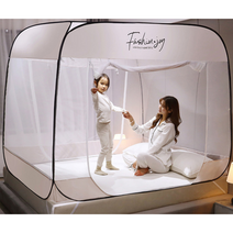 원터치 모기장 침대 1초 사각 텐트 폴딩 싱글 퀸 더블 킹 범퍼 접이식 간편 사이즈 캠핑용 텐트형 초대형 사이즈, 베이지, 프리미엄 패션 원터치