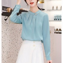 블라우스 여성 루즈핏 무지 셔츠 긴소매 쉬폰 베이직 무지