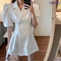여름 하객룩 캐주얼 벌룬 소매 정장 원피스 D-24