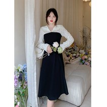 봄가을 투톤 원피스 프릴 하객룩 35