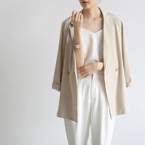 위위브렌 여성용 베이직 얇은 린넨 캐주얼 자켓