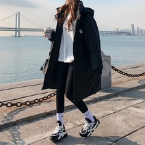 스타일아유 여성용 롱 후드 패딩 데일리 야상점퍼 겨울 아우터