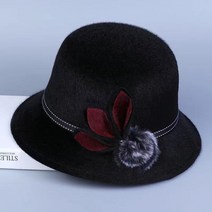 빈티지 우아한 페도라 모자 캐주얼 분지 꽃과 중산모 숙녀 돔 가을/겨울용 양모 태양 버전