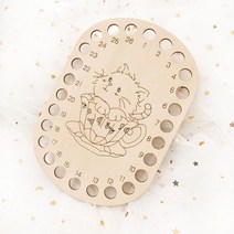 실패꽂이 실걸이 원목 천연 나무 자수 치실 주최자 만화 고양이 개 크로스 스티치 실
