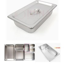 스텐 스댕 국산 사각 업소용 소형 작은 1/4 밧드 바트 소스 보관 통 용기, 1/4size-타공 15cm(6인치)