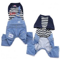 펫파라다이스 스트라이프 한 쪽 멜빵 올인원 팬츠