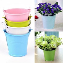 SOCEAN 데코 스틸 양동이 미니 양철통-파스텔 컬러 문구 통 원형 원통 철제 클립 지우개 USB 통 다육이 다육식물 선인장 화분 핑크 그린 블루 칼라 화이트 조화 베이스 레트로 버킷 인테리어 화병 소형 꽃병 바이얼