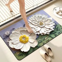 겹꽃 규조토 발매트 미끄럼 방지 욕실 깔개 주방 화장실, D, 1개