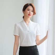 셔츠블라우스 빅사이즈 쉬폰 블라우스 0823 레이디 반팔 여름 상의 디자인 브이넥 전문 오버롤