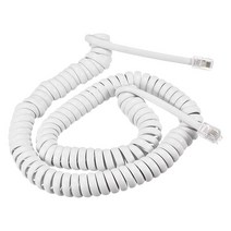 MECCANIXITY Telephone Handset Cord 4P4C 16.4 Feet Coiled Landline Phone Handset Cable for Home or O, 16.4 Feet_White