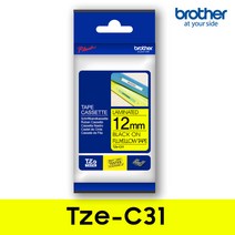 브라더 브라더정품 Tze-C31_형광노랑/검정_12mm 라벨테이프