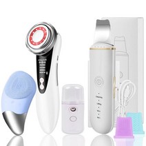 뷰티디바이스LED 전기 얼굴 마사지 기계 초음파 피부 스크러버 리프팅 장치 진동 주걱 실리콘 클렌징 브러, 01 Type 1 White