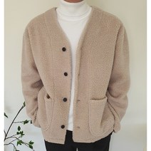 [더유니크제이]남녀공용 겨울 뽀글이 후리스 덤플 포켓 양털 가디건 2컬러