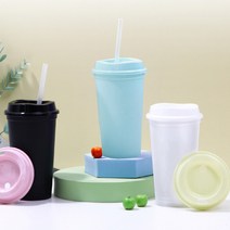 뚜껑포함 리유저블컵 모던500ml 위컴 음료수컵 콜드컵 무지 베이직 업소용 주문제작 투명 리유저블 텀블러, 리유저블 모던500ml-클리어