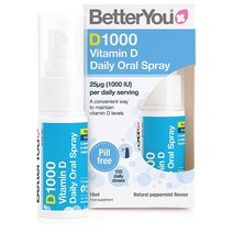 BetterYou D1000 베테유 비타민D 1000IU 데일리 오랄 스프레이 내추럴 페퍼민트 15ml 2팩