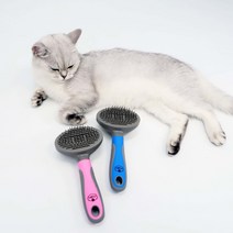 동이네 고양이 브러쉬 죽은털 엉킨털 진드기 제거 원터치 브러쉬 장모용 단모용 털날림 방지 애견브러쉬 고양이빗, 블루 장모