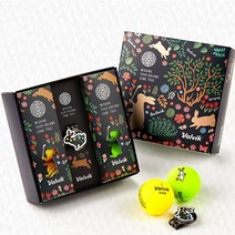 2023년 볼빅 흑토끼 비비드 골프공 볼마커 칼라 세트 새해 설 선물 포장 홀인원 알바트로스 이글 버디 싱글 기념품 답례품 인쇄 각인 골프용품 회사 단체 동호회 홍보물 판촉물, 흑토끼 12구세트