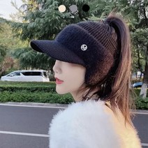 여자 니트 겨울 골프모자 여성 귀달이 모자 방한 귀마개 썬캡