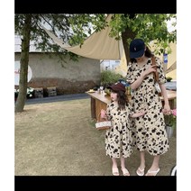 베베니 커플룩 모녀룩 베이지 플라워원피스