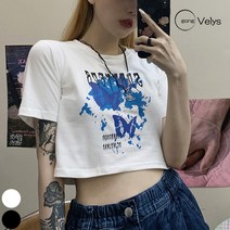 공블리 여성용 버터플라이 크롭 반팔 티셔츠 CST1361