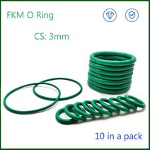 고무오링 패킹 실리콘 오링 고무링 CS 3mm 한 팩에 10 개 불소 고무 씰링 O 링 FKM O-링 오일 씰 워터, 02 OD 9mm_01 10 Pieces_01 3mm