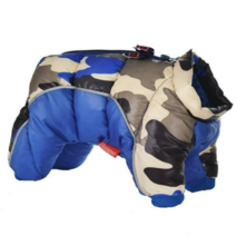 겨울 애견 방수 배색 패딩 점퍼 강아지 재킷 WI056DG, 블루