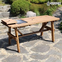 착한테이블 원목 다용도 바베큐 야외 테이블 바베큐 그릴 포함 캠핑 피크닉 데크 마당 정원 나무 식탁 탁자 야외용, 1200 도토리색