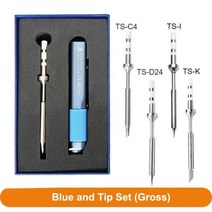 Pine64 BB2 Pinecil 스마트 미니 납땜 인두 휴대용 TYPE-C 잭 용접 공구 일정 온도 지능형 유지 보수, 05 Blue n Tip Set Gross