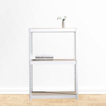 앵글선반 철제 창고 다용도실선반 3단 800 x 300 x 750, 화이트, 12mm 강화 MDF 보드