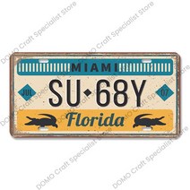 자전거번호판 미국 빈티지 자동차 번호판 금속 주석 사인 알래스카 캔자스 마이애미 플라크 레트로 벽 차, 24 24_01 15x30cm