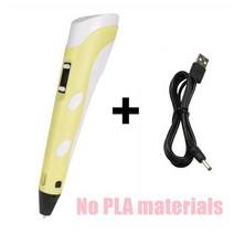 3D 인쇄 펜 3D 펜 OLED 디스플레이 아트 공예 인쇄 PLAABS 필라멘트 3D 드로잉 프린터 어린이성인 크리 118, PLA가 없는 노란색