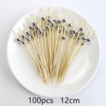 과일포크 디저트 스텐 플라스틱 나무 픽 50/100 개 토끼 일회용 대나무 꼬치 달걀 음식 이쑤시개 과일 포크, 08 100pcs   12cm