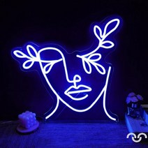 LED 네온 싸인 소녀 속눈썹 컬링 미용샵 뷰티샵 사인 개업선물 실내 오픈 간판 조명, blue(40x38cm), CN